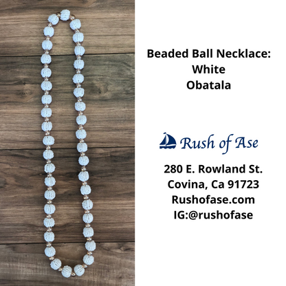 Necklaces | Orisa Beaded Ball Necklaces | Obatala - White [FREE SHIPPING USA]