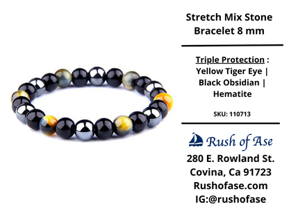Stone Bracelet 8mm | Triple Protection Stone Bracelet
