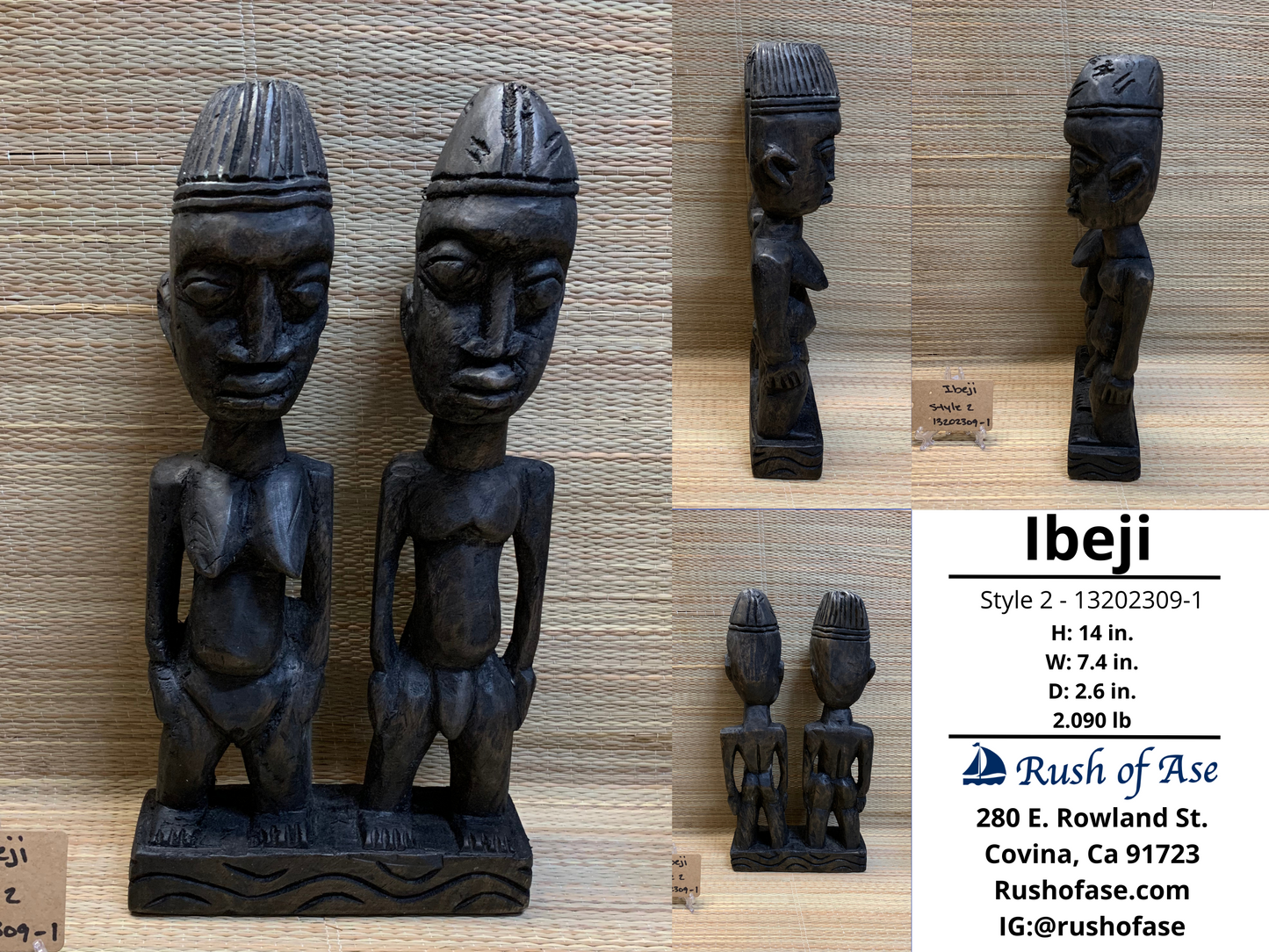Orisa Statues | Ibeji Wood Statues - Style 2 [FREE SHIPPING USA]