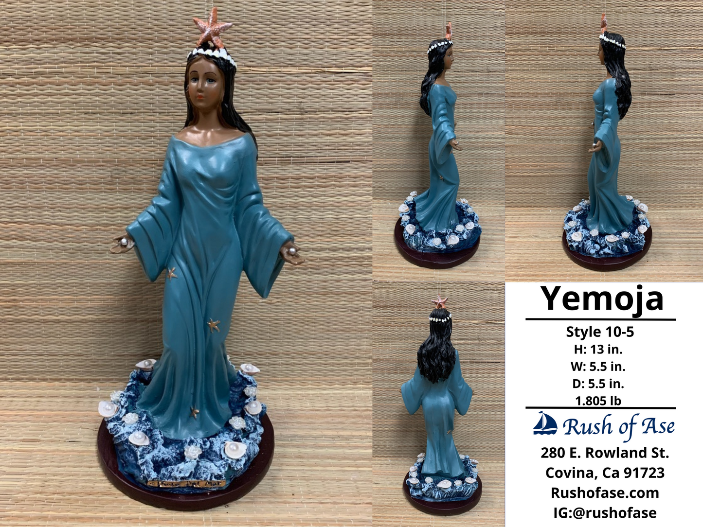 Orisa Statue | Yemoja Resin Statue - 13" | Style 10-5