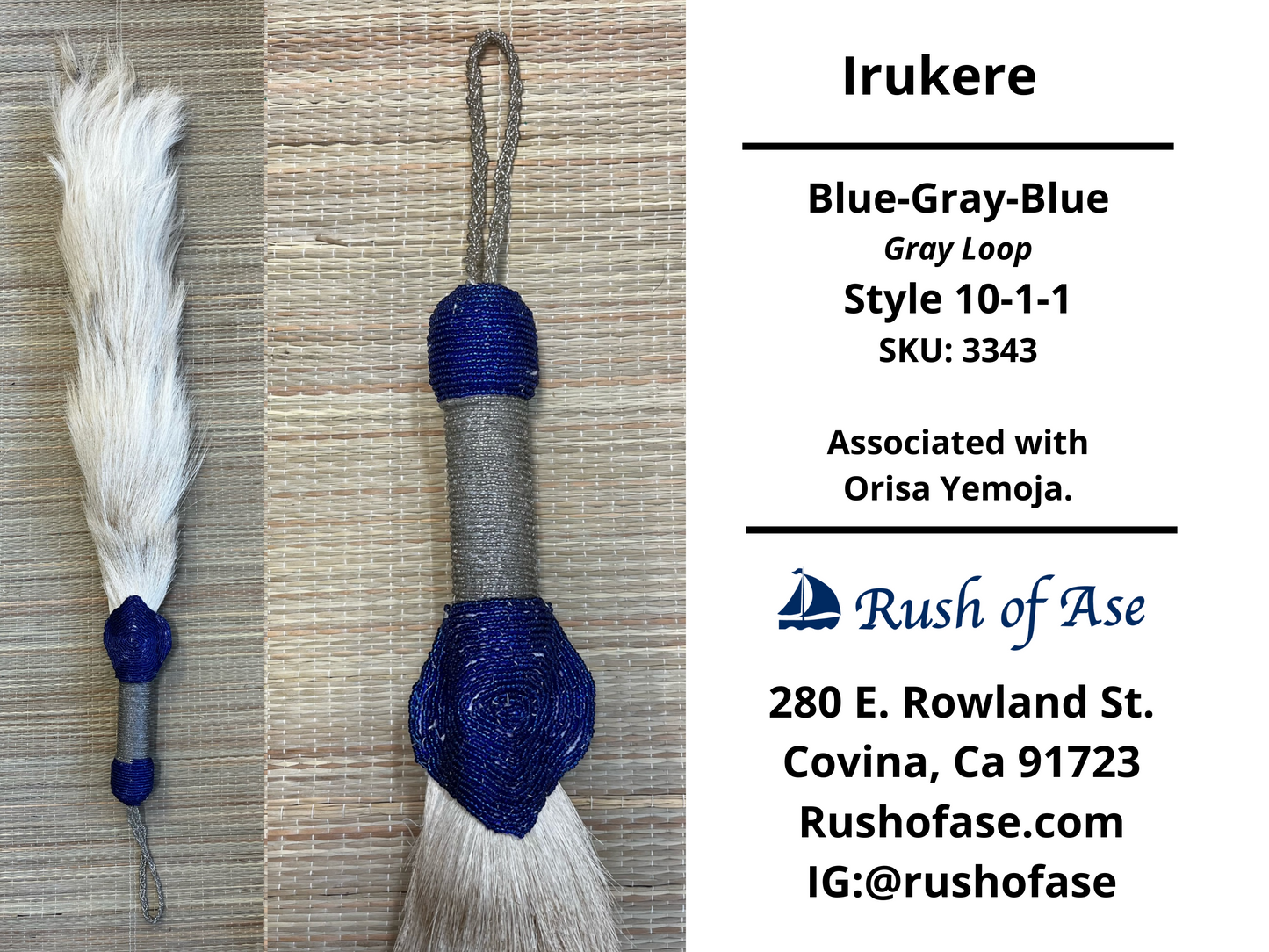 Irukere Big | Horsetail-fly-whisk | cow tail -fly-whisk  | Sheep Wool fly-whisk  [FREE SHIPPING USA]