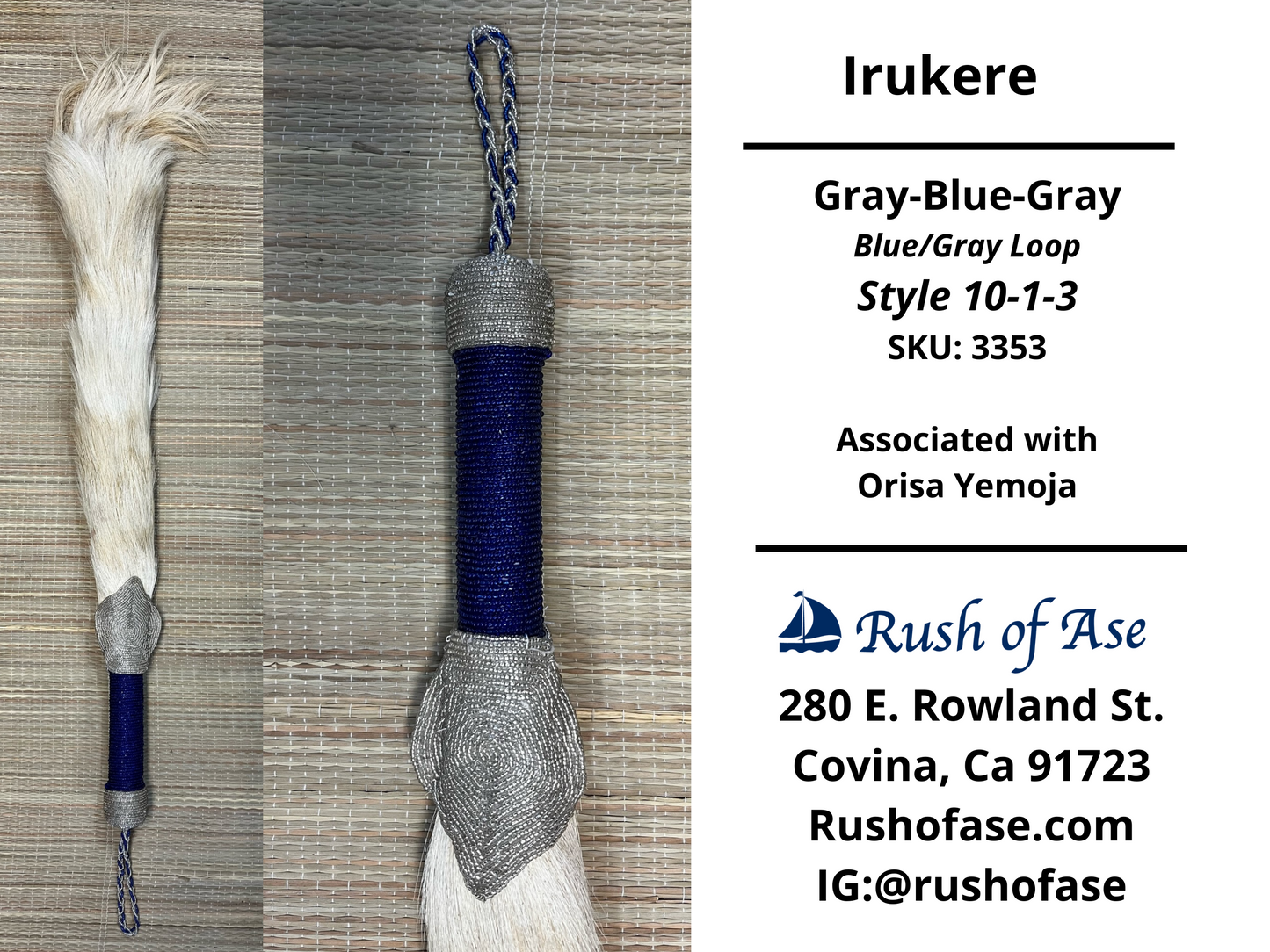 Irukere Big | Horsetail-fly-whisk | cow tail -fly-whisk  | Sheep Wool fly-whisk  [FREE SHIPPING USA]