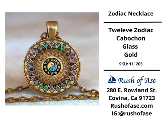 Necklace | Twelve Zodiac Cabochon Glass Necklace