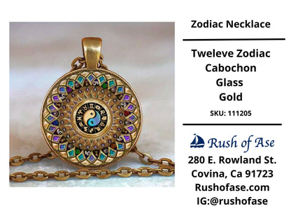 Necklace | Twelve Zodiac Cabochon Glass Necklace