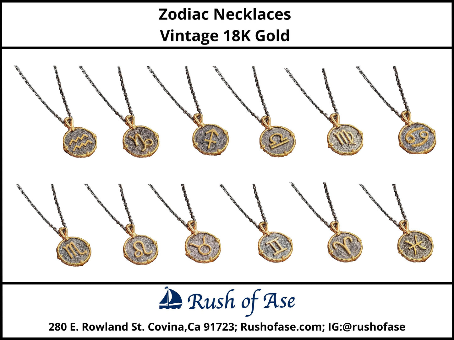 Necklace | Zodiac Necklaces | Vintage 18K Gold