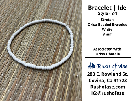 Bracelet | Ide | Stretch Bracelet - Small Beads – 3mm – White | Obatala – Style 8-1