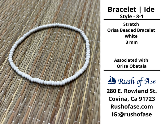 Bracelet | Ide | Stretch Bracelet - Small Beads – 3mm – White | Obatala – Style 8-1