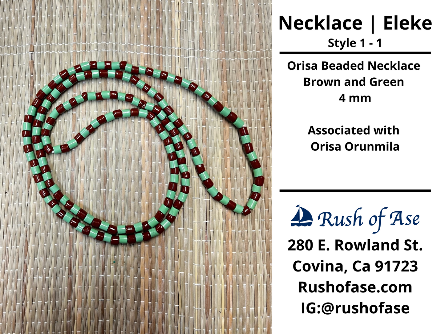 Ifa Necklace | Single Strand Small Cylinder Beaded Necklace - Orunmila - Style 1-1