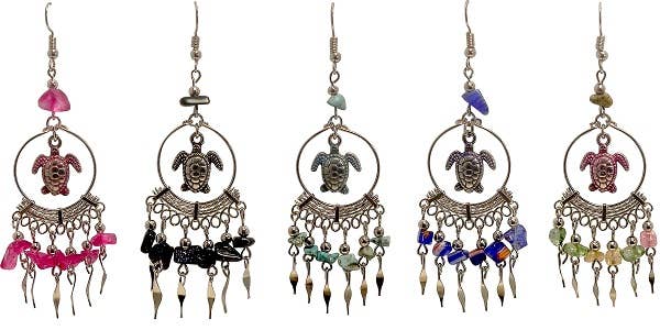 Earrings | Chip Quartz Hoop Earring With Beaded Dangles and Hanging Charms