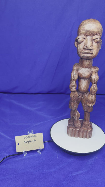 Orisa Statues | Esu Onikondo & Esu Onífèrè Wood Brown Statues