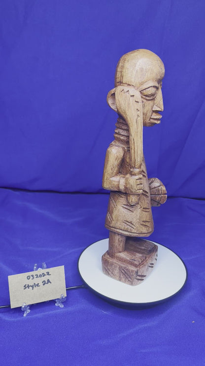 Orisa Statues | Esu Onikondo & Esu Onífèrè Wood Brown Statues