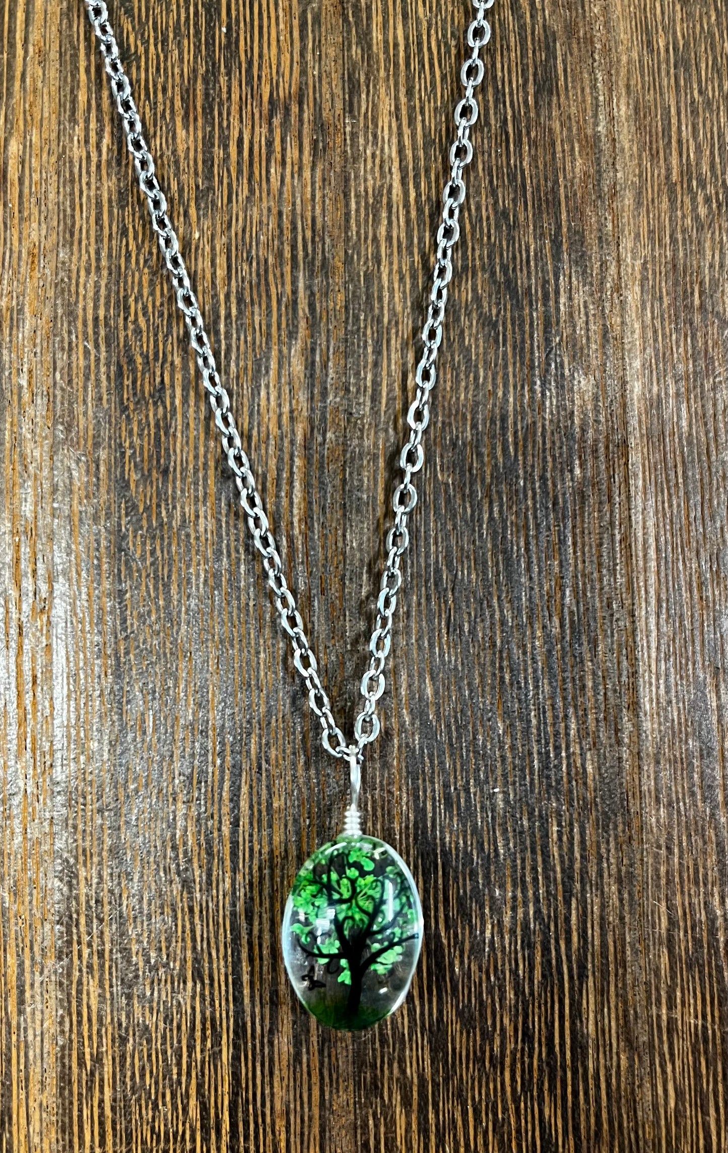 Necklaces |  Oval Shape Resin Dried Flowers Pendant