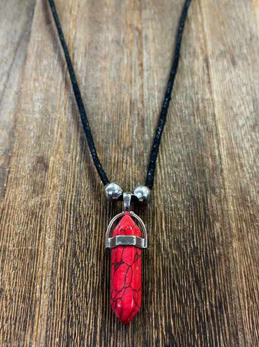 Stone Necklaces | Red Howlite Hexagonal Pendant