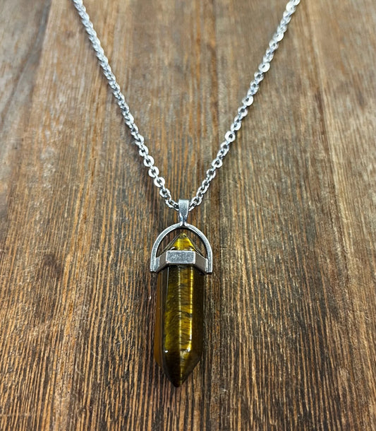 Stone Necklaces | Tiger's Eye Hexagonal Pendant