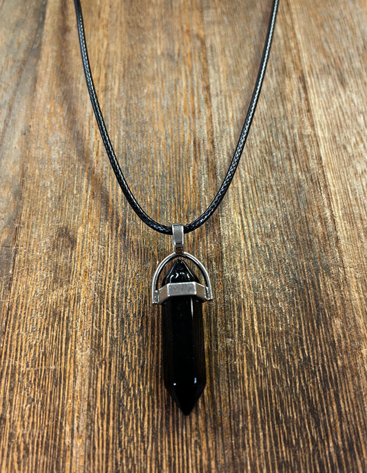 Stone Necklaces | Obsidian Hexagonal Pendant