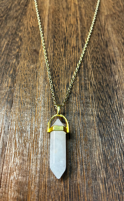 Stone Necklaces | Clear Quartz Hexagonal Pendant