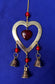 Wind Chimes | Heart Brass Chime with Bells & Beads - 9"L