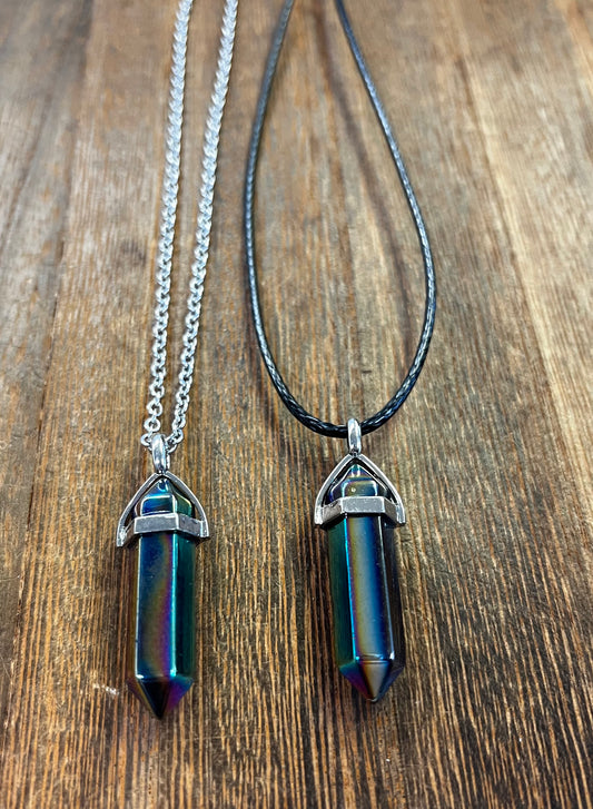 Stone Necklaces | Rainbow Hematite Hexagonal Pendant