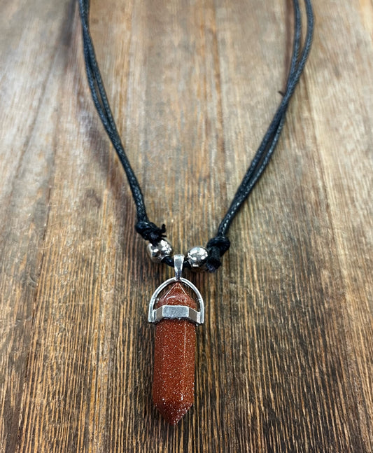 Stone Necklaces | Red Sandstone Hexagonal Pendant