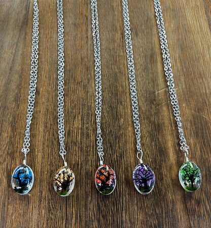 Necklaces |  Oval Shape Resin Dried Flowers Pendant