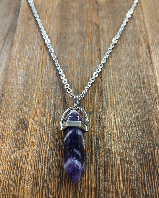 Stone Necklaces | Amethyst Hexagonal Pendant