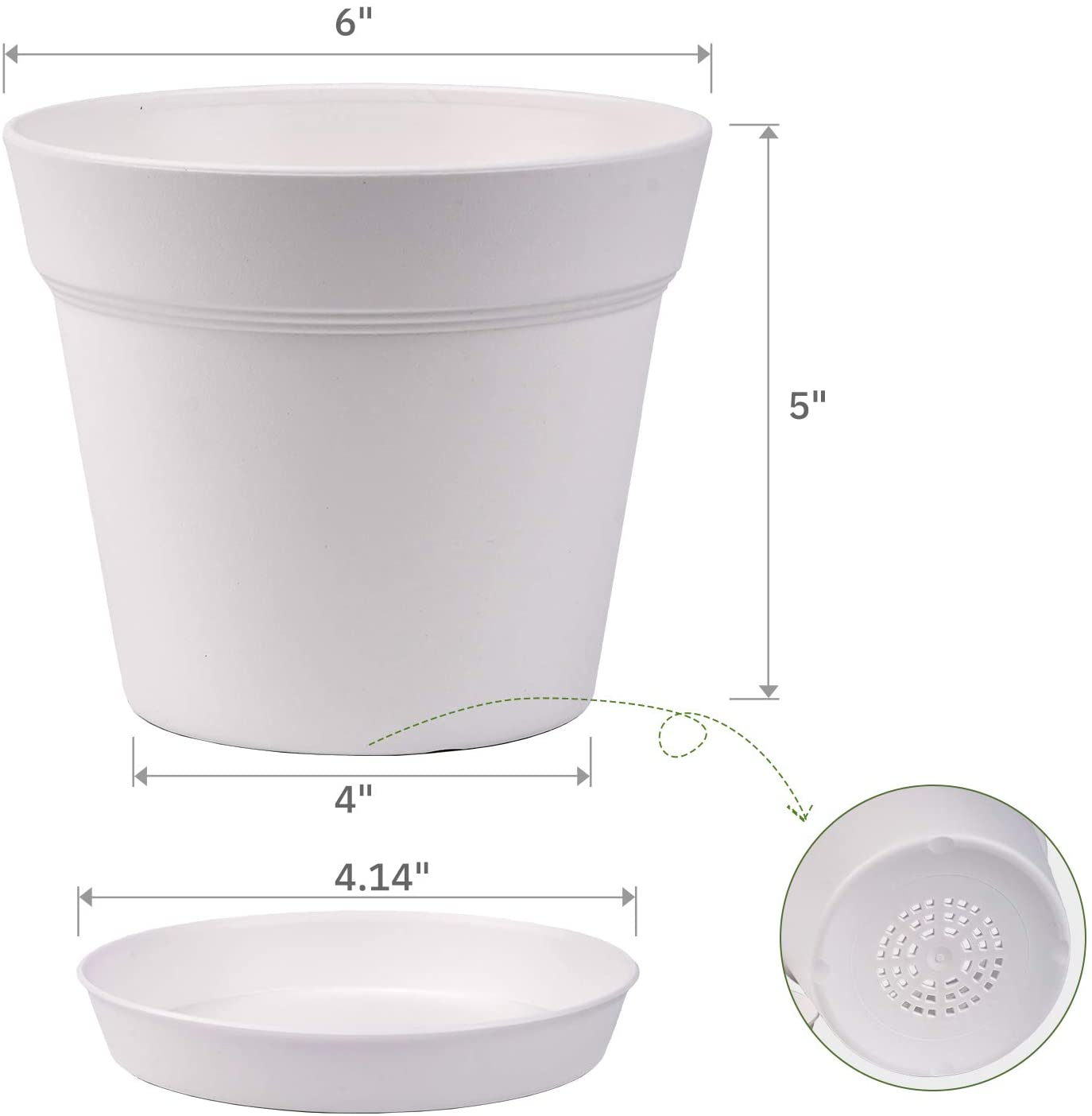 Plant Pots | 6" Plastic Pot with Drainage and Tray