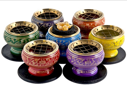 Incense Burner | 7 Chakra Brass Screen Burner - 2.5Dx2H