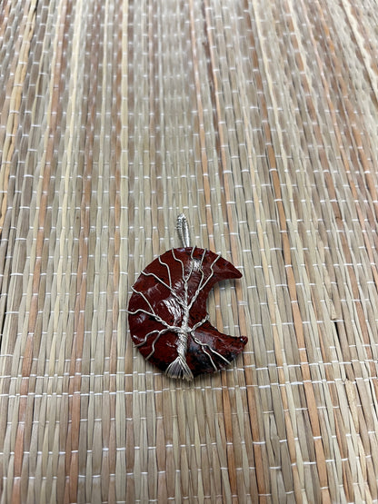 Stone Necklaces | Tree Of Life Wire Wrapped Crescent Moon Crystal Necklace