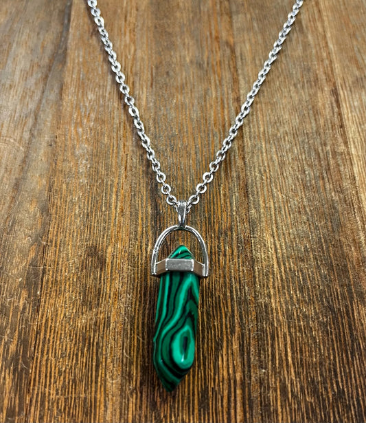 Stone Necklaces | Malachite Hexagonal Pendant