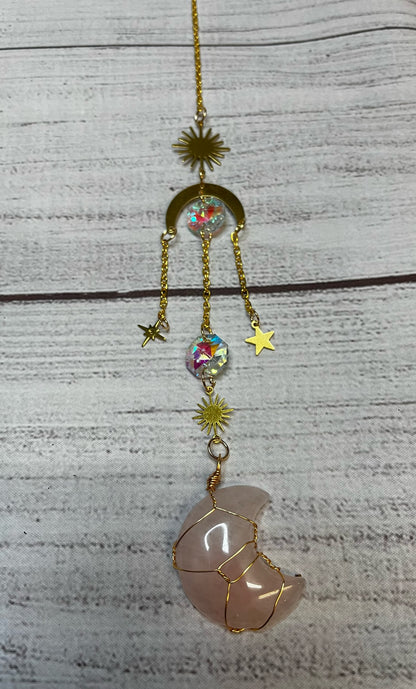 Stones | Charm Suncatcher with Stone Crescent Moon