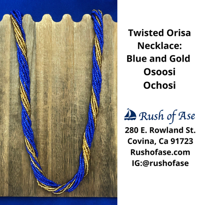 Necklace | Orisa Twist Beaded Necklace | Blue and Gold Twist Necklace | Osoosi Necklace