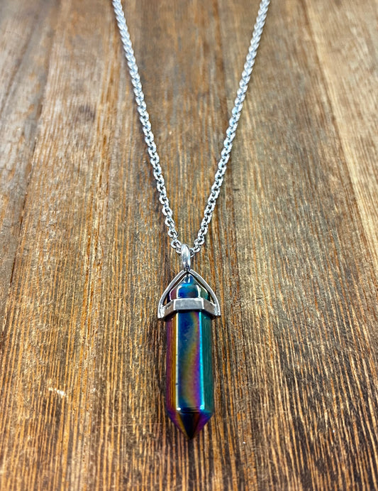 Stone Necklaces | Rainbow Hematite Hexagonal Pendant