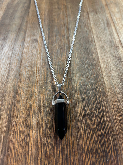 Stone Necklaces | Obsidian Hexagonal Pendant