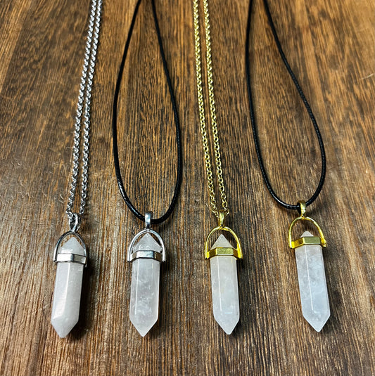 Stone Necklaces | Clear Quartz Hexagonal Pendant