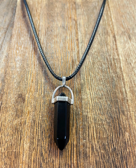 Stone Necklaces | Black Onyx Hexagonal Pendant