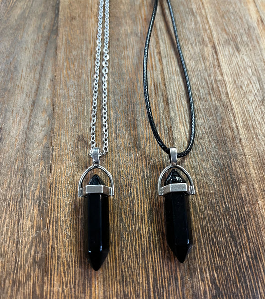 Stone Necklaces | Obsidian Hexagonal Pendant