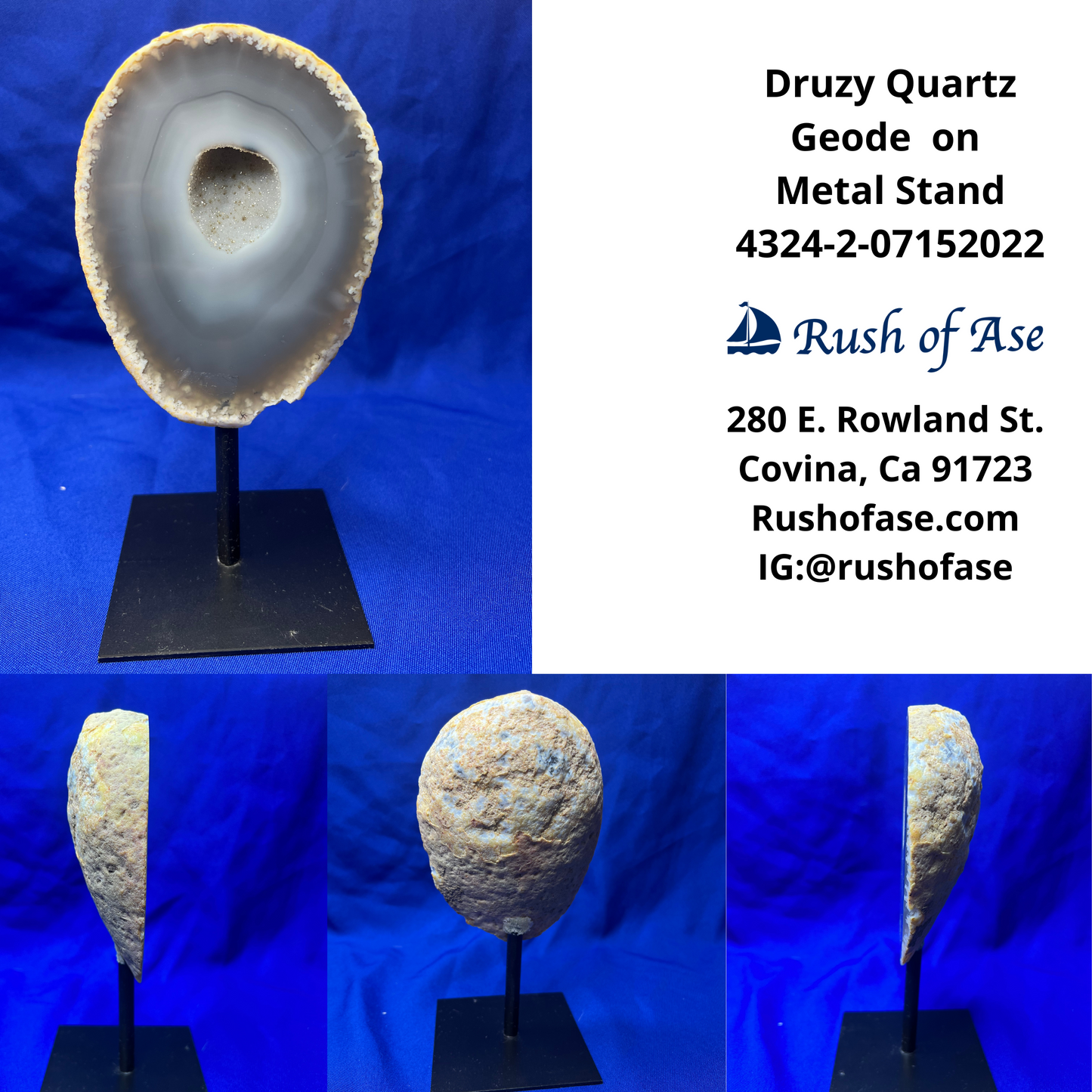 Stones | Druzy Quartz Geodes on Metal Stand