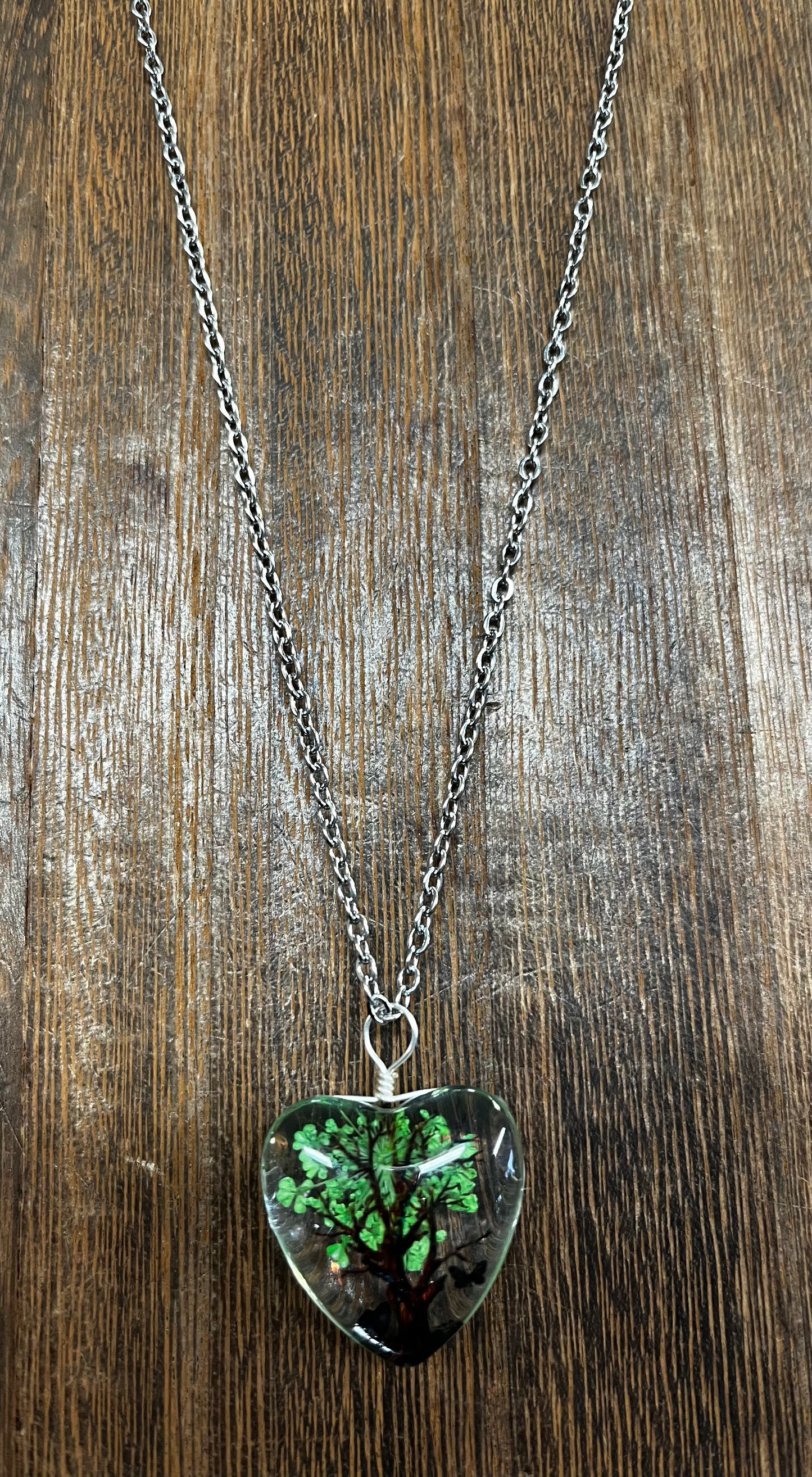 Necklaces |  Heart Shape Resin Dried Flowers Pendant
