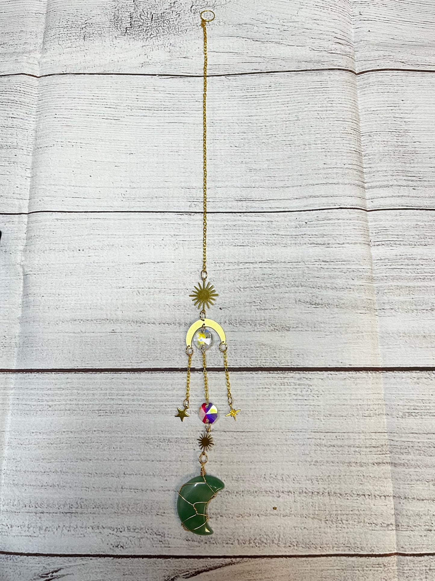 Stones | Charm Suncatcher with Stone Crescent Moon