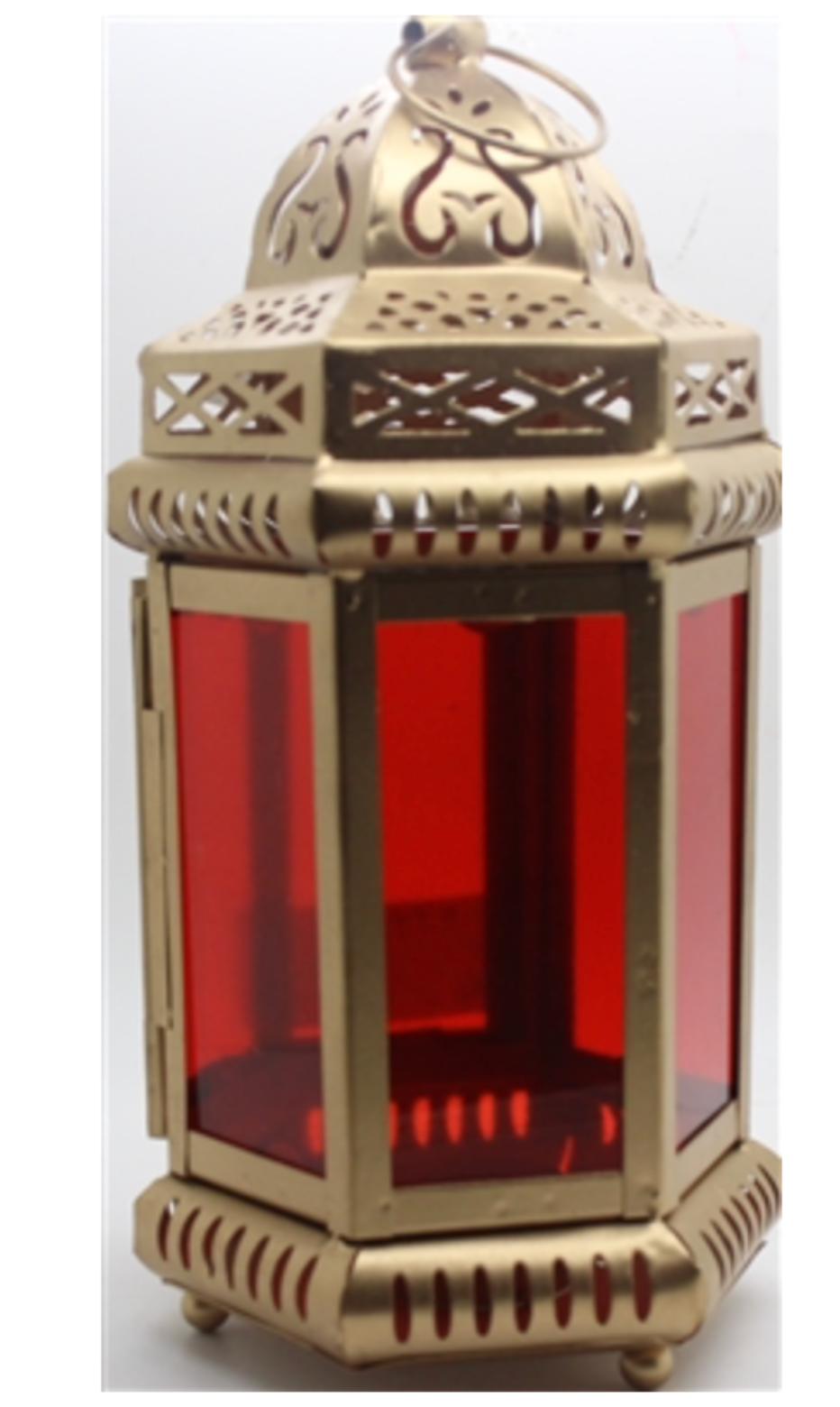 Gold and Red Moroccan Lantern – 13” tall