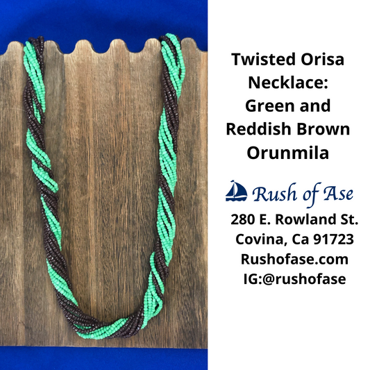 Necklace | Orisa Twist Beaded Necklace | Green and Brown Twist Necklace | Orunmila [FREE SHIPPING USA]