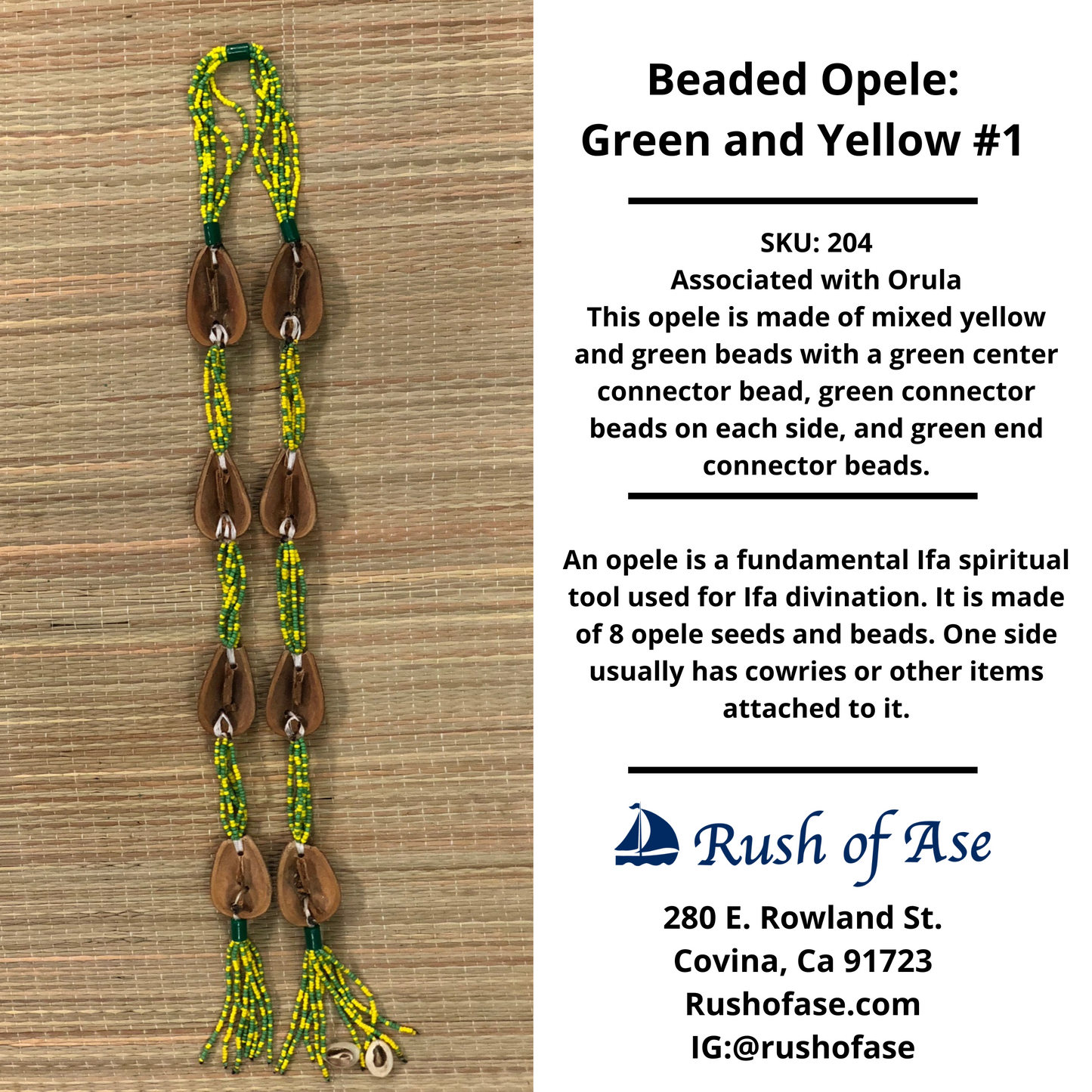 Opele Ifa | Beaded Opele | Brass Opele [FREE SHIPPING USA]