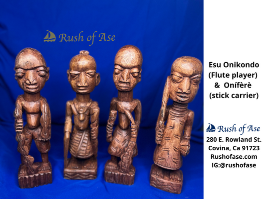 Orisa Statues | Esu Onikondo & Esu Onífèrè Wood Brown Statues