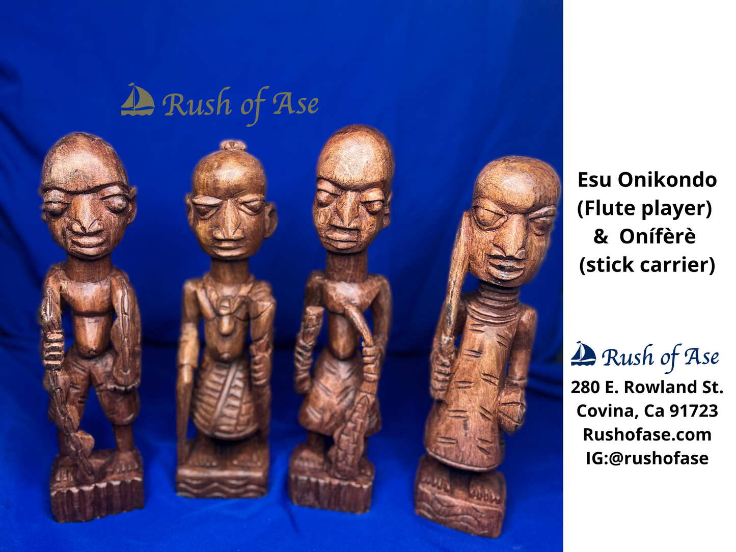 Orisa Statues | Esu Onikondo & Esu Onífèrè Wood Brown Statues