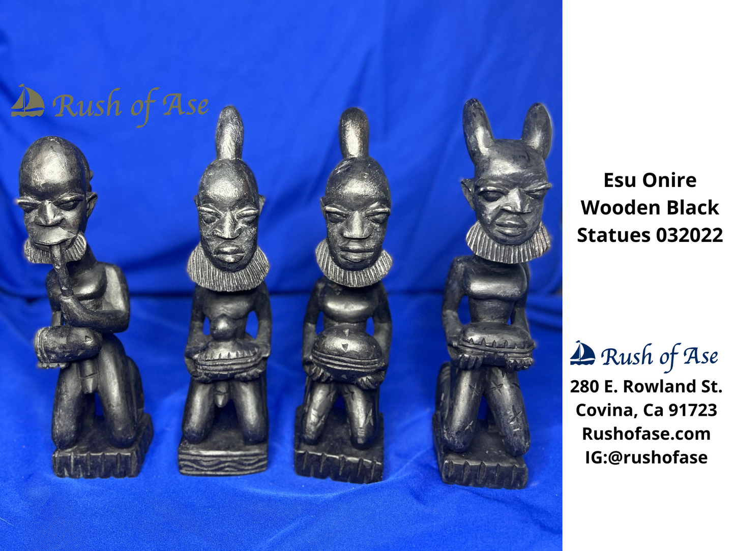Orisa Statues | Esu Onire Black Wood Statues | Esu of Good Fortune
