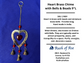 Wind Chimes | Heart Brass Chime with Bells & Beads - 9"L