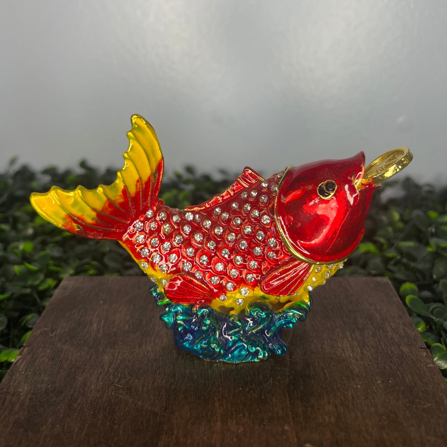 Lucky Koi Fish Cloisonne Trinket Box