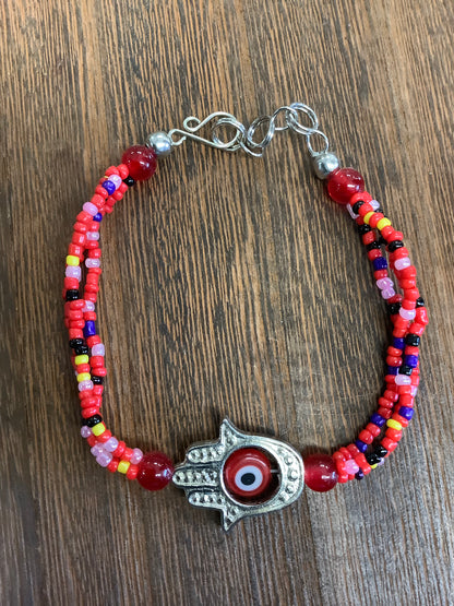 Beaded Bracelet | Multi-Strand Hamsa Charm Bracelet