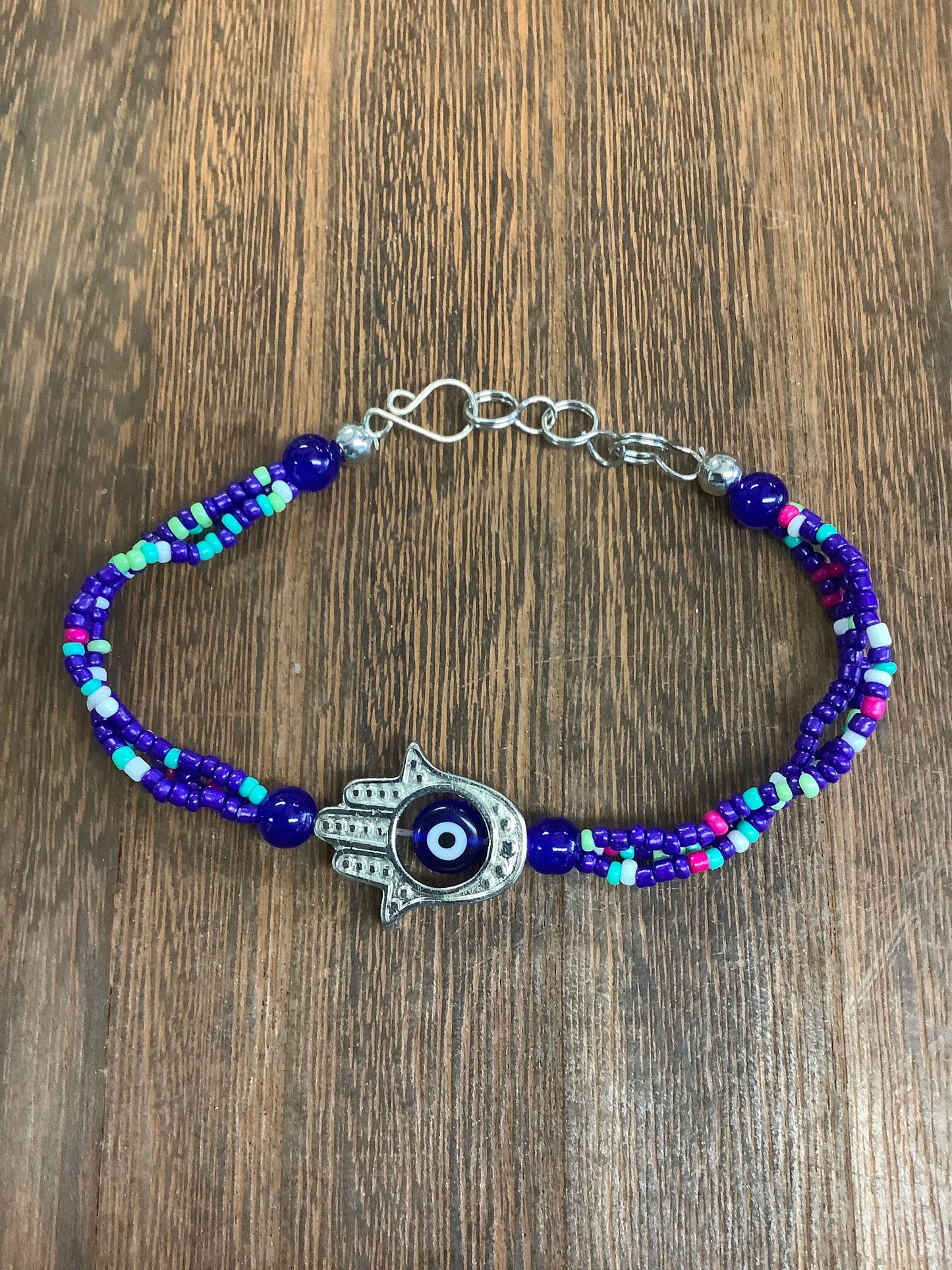 Beaded Bracelet | Multi-Strand Hamsa Charm Bracelet