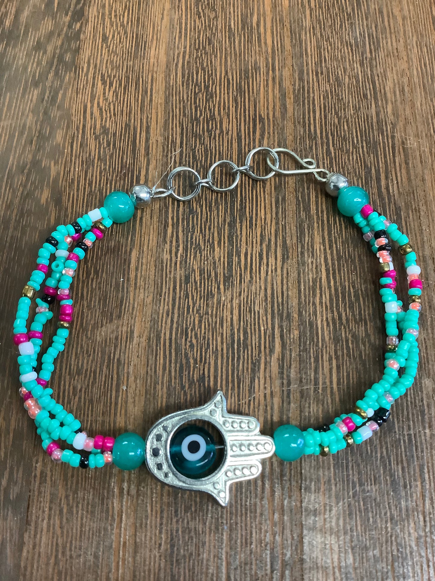 Beaded Bracelet | Multi-Strand Hamsa Charm Bracelet